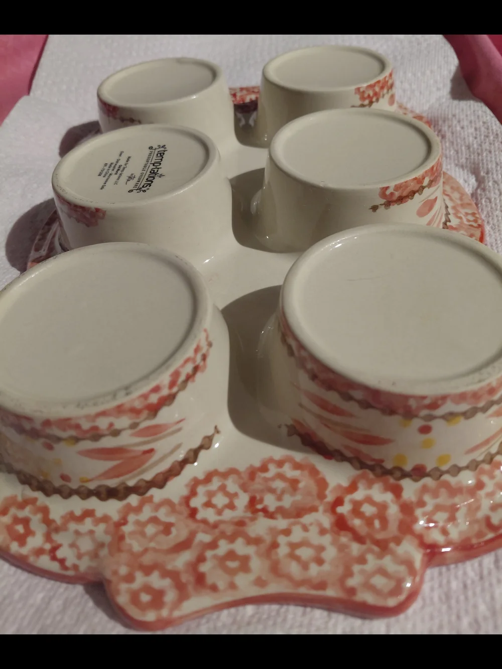 Hand Painted Decorative & Baking Safe Red Ceramic 6-Cup Muffin Pan